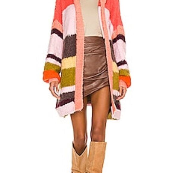 FREE PEOPLE DREAM TEAM CARDI IN DESERT CORAL NWT LARGE SUPER SOFT - Picture 14 of 14